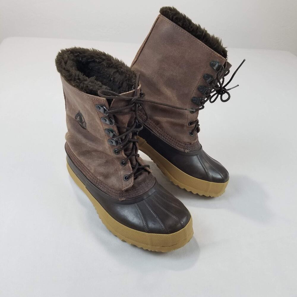 Sorel Eddie Bauer Boots Womens 8 Brown Suede Rubber Winter Snow Insulated Vtg